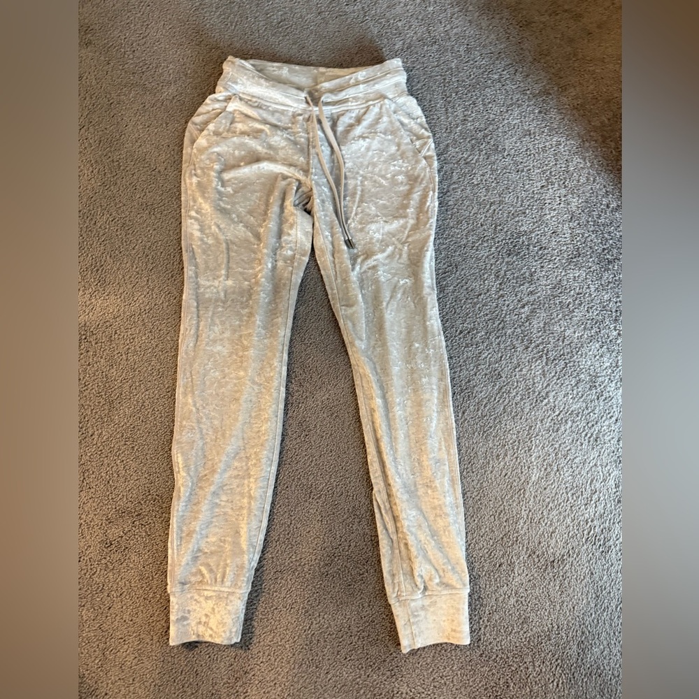 Silver Velvet Jogger Pants
